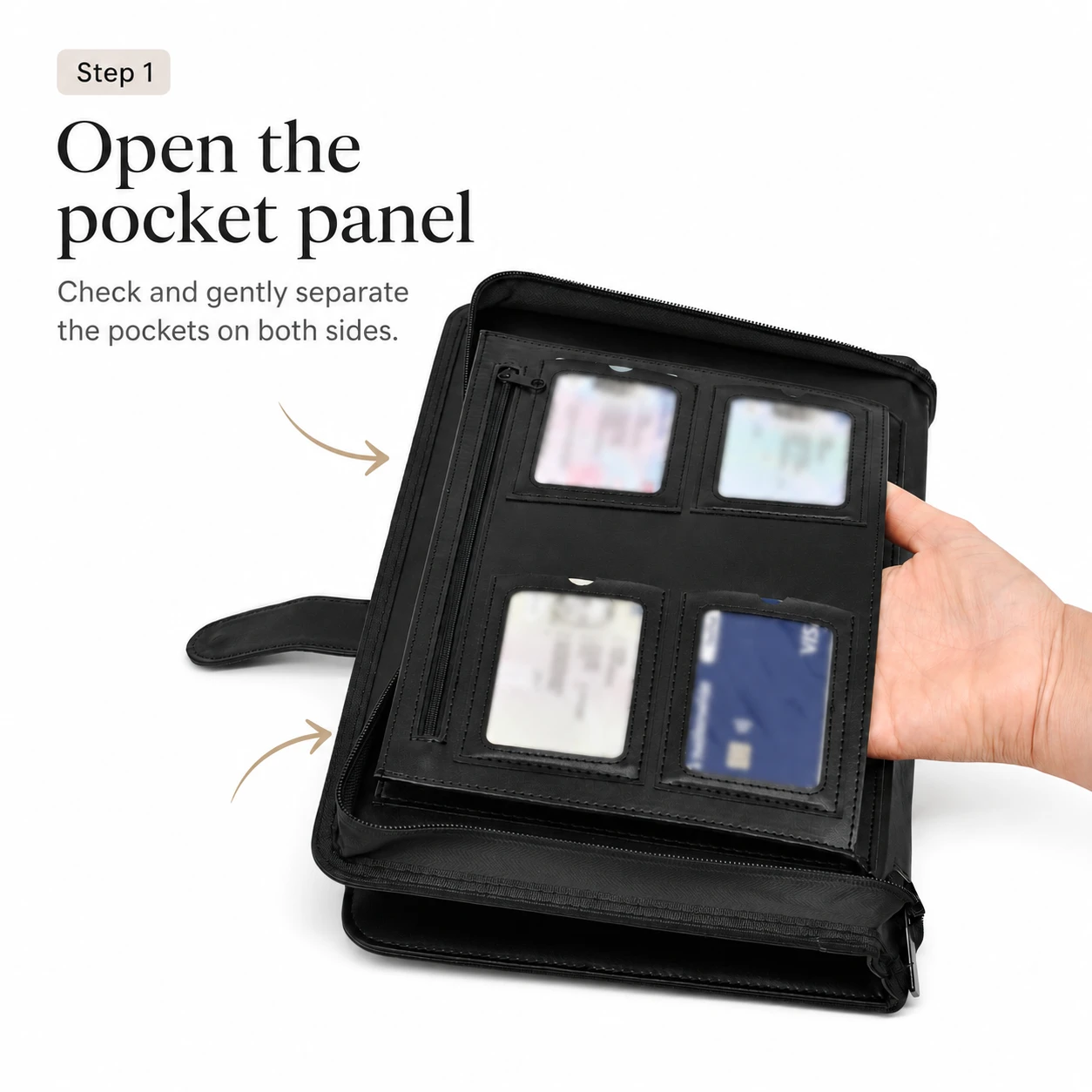 Step 1 gently separate the internal diary cover pockets on both sides of the HGV Drivers Diary folder